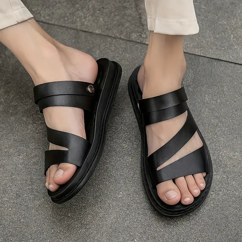 FOR HIM: Microfiber Casual Leather Open Toe Sandals